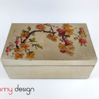 Lacquer box attached with gold leaf and peach blossom 12*20*H8cm